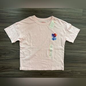 Cat & Jack Light Pink T-Shirt with Palm Tree Design oversized boxy fit size S
